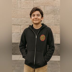 Santa Cruz Skateboards Black Zip-Up Hoodie 80% cotton Size M
